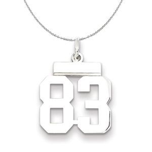 Silver, Athletic Collection Medium Polished Number 83 Necklace - 20 In